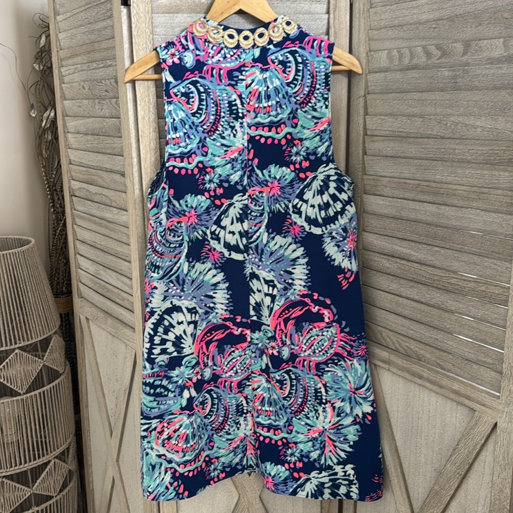 Lilly Pulitzer women’s Jane Shift Deep Indigo Gypsies Girl Dress pre owned - Picture 3 of 8